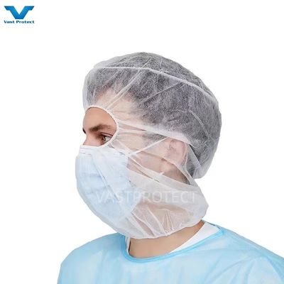 Classe I Cappuccio medicinale monouso in tessuto non tessuto per la protezione della lavorazione degli alimenti in bianco blu