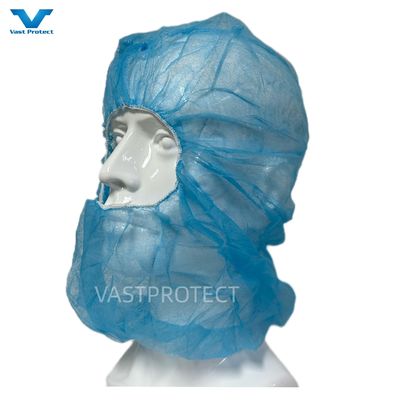 Classe I Cappuccio medicinale monouso in tessuto non tessuto per la protezione della lavorazione degli alimenti in bianco blu