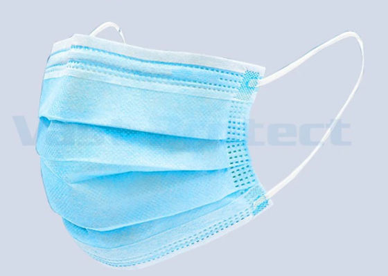 Durata di conservazione 2 anni EN14683 Forniture ospedaliere Maschera da viso monouso 3 pliatore respirante con anello per orecchie