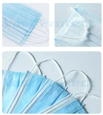 Durata di conservazione 2 anni EN14683 Forniture ospedaliere Maschera da viso monouso 3 pliatore respirante con anello per orecchie