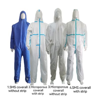 CE Tipo 5 6 Abbigliamento non tessuto monouso OEM Abbigliamento protettivo Blu Bianco Arancione