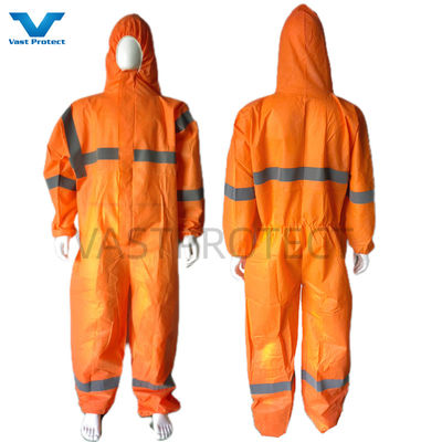 Sicurezza Industriale Costume protettivo SMS microporoso in arancione con funzione impermeabile