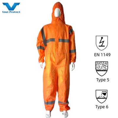 Sicurezza Industriale Costume protettivo SMS microporoso in arancione con funzione impermeabile