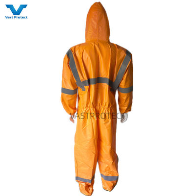 EN1149 Copertina 56GSM Microporous USA PPE usa e getta con nastro riflettente arancione