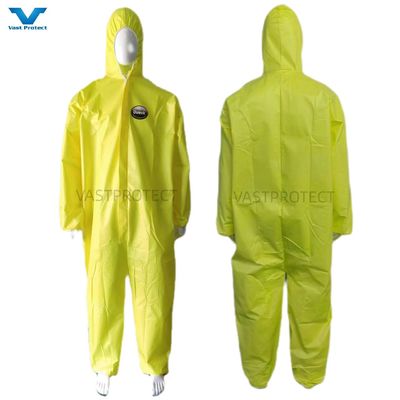 Funzione antistatica Categoria III Tipo 4 PPE di sicurezza industriale Chemical Yellow Disposable Coveralls