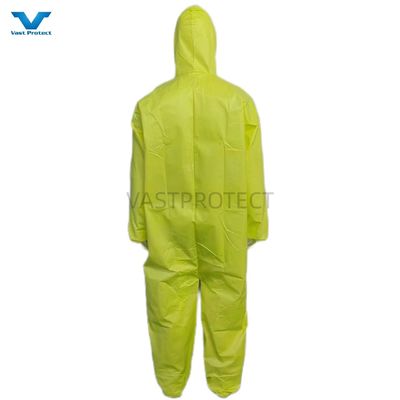 Funzione antistatica Categoria III Tipo 4 PPE di sicurezza industriale Chemical Yellow Disposable Coveralls