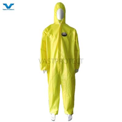 Funzione antistatica Categoria III Tipo 4 PPE di sicurezza industriale Chemical Yellow Disposable Coveralls