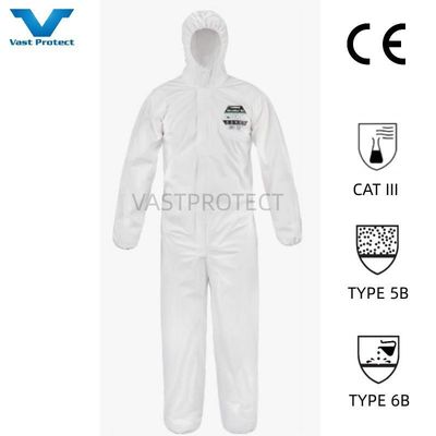 VPT621 PPE di sicurezza industriale impermeabile traspirante chimica bianca abbigliamento monouso