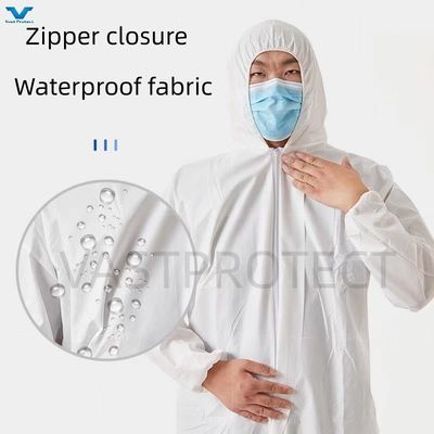 VPT621 PPE di sicurezza industriale impermeabile traspirante chimica bianca abbigliamento monouso