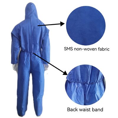 Abbigliamento di protezione CE Tipo5 6 PPE Kit Costume SMS Abbigliamento non tessuto senza copertura dei piedi