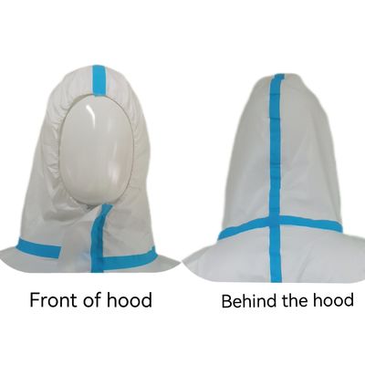 55GSM-70GSM Microporous Protective Hooded Work Wear Safety Chemical Coverall con fascia a bastone