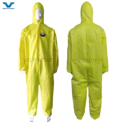 Giallo a prova di sostanze chimiche ISO con cappuccio abbigliamento monouso OEM personalizzazione industriale