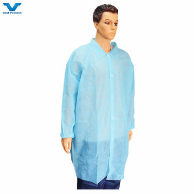 45GSM Non tessuto Polipropilene monouso Lab Coat Ethylene Oxide Sterilizzazione libera