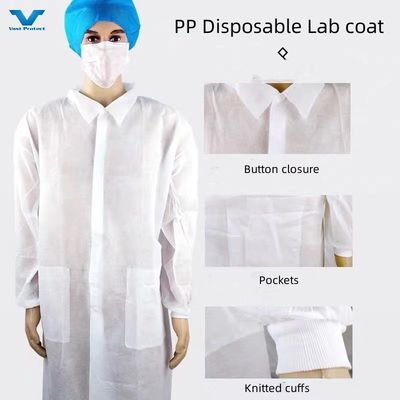 Nonwoven PP Microporous Lab Coat Protective Dust 20000PCS/Day Produzione