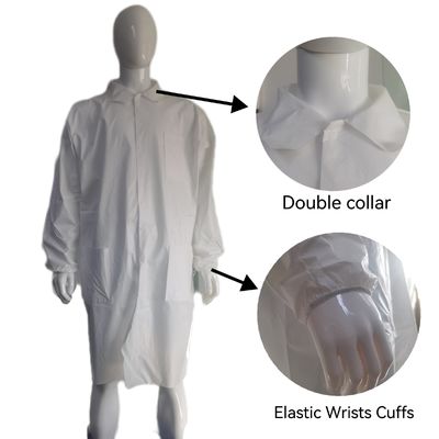 Cappotto di laboratorio impermeabile non tessuto Uniforme per abbigliamento da lavoro Chiusura della cerniera per visitatori OEM accettato
