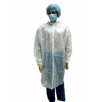 30GSM-50GSM Cappotto da laboratorio bianco non tessuto per visitatori dell'industria alimentare
