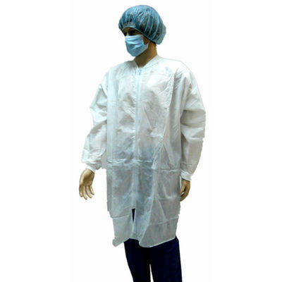 30GSM-50GSM Cappotto da laboratorio bianco non tessuto per visitatori dell'industria alimentare