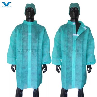 Cappotto per visitatori con fronte aperto, bianco PP SMS, microporous