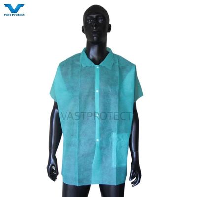 Cappotto per visitatori con fronte aperto, bianco PP SMS, microporous