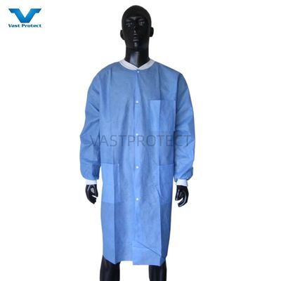 Cappotto per visitatori con fronte aperto, bianco PP SMS, microporous