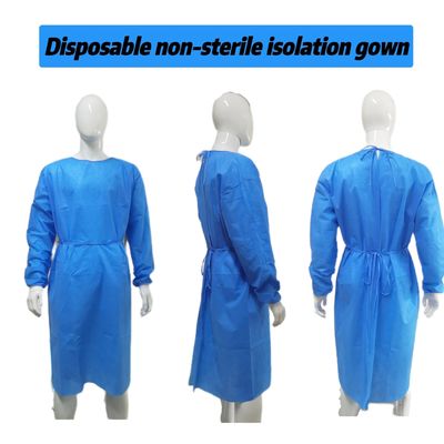 Abito chirurgico protettivo con manette a maglia Tessuto anti-statico morbido VPT-501 Chiusura collo/spalle Blu PP non tessuto