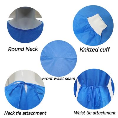 Blu SMS Abiti chirurgici usa e getta con manette a maglia a prova di liquidi M/L/XL