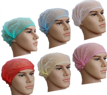 18&quot; 21&quot; Nonwoven PP Single Double Elastic Clip Strip Bouffant Hairnet Mob Cap Colore Selezione Bianco