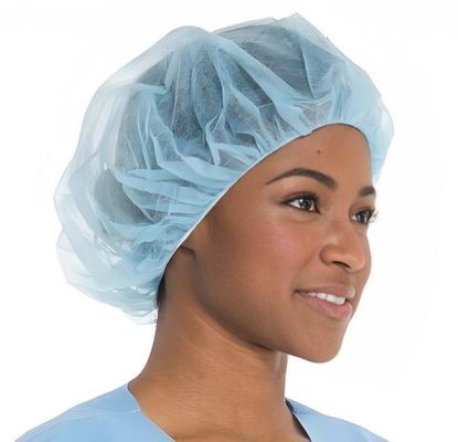 Non tessuto PP Round Bouffant Cap per l'industria alimentare e bianco blu rosso rosso capelli elastici