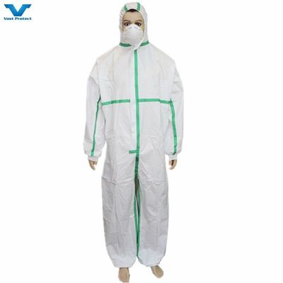 Carta monouso in polipropilene verde SMS PP non tessuto Microporous Overall per lavoratori