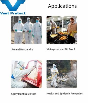 VASTPROTECT-604 PP PE Bianco monouso Tipo5 6 Abiti da copertura per protezione chimica