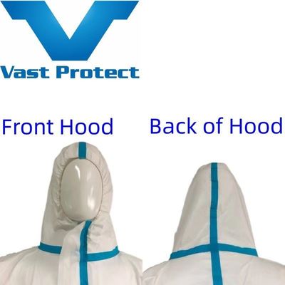 Cappotto monouso a strisce blu bianco senza copertura per scarpe a prova di polvere e spruzzi