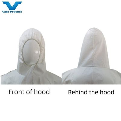 Abito isolante protettivo bianco PPE CE Tipo5 6 Abiti con cappuccio microporoso OEM accettato