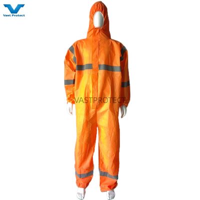 VPT SMS606 175*140cm Orange SMS usa e getta 56GSM Tyvek Coverall con nastro riflettente