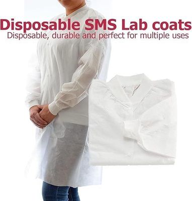 Collare singolo o doppio collare giacca da laboratorio usa e getta bianca senza tasche