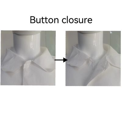 Abiti da lavoro in polipropilene bianco monouso unisex con polsi elastici e fissaggi a gancio
