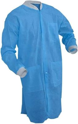 Protezione in polipropilene SMS Abito da laboratorio usa e getta blu con tasche
