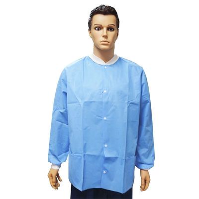 Cappotto da laboratorio monouso in polipropilene con polsi elastici e chiusura unisex impermeabile