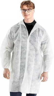 Cappotto da laboratorio monouso in polipropilene a doppio colletto antipolvere e bianco traspirante