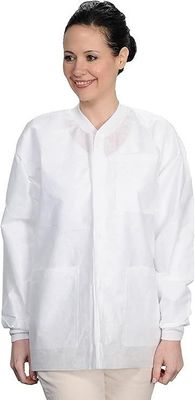 Cappotto da laboratorio monouso in polipropilene a doppio colletto antipolvere e bianco traspirante