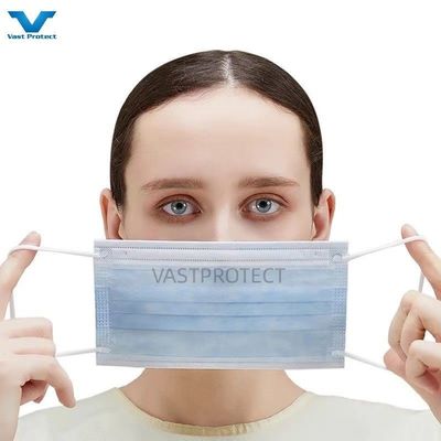 Maschera da polvere monouso blu con certificato ISO13485 Earloop Typeiir 3ply Face Mask