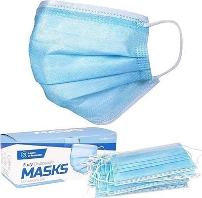 Blu 3 Ply Earloop Maschera medica usa e getta per adulti Clip Elastico per il naso testato in laboratorio