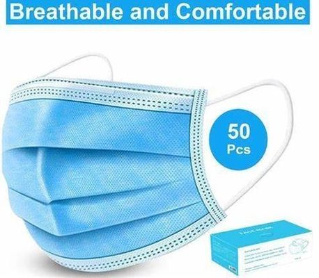 Maschera da viso usa e getta per adulti traspirante morbida comoda 3 pli con loop per orecchie 14,5*9,5 cm