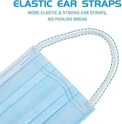 Clip elastico per il naso 3 Ply Ear-Loop Maschera blu usa e getta per la pelle morbida e il comfort