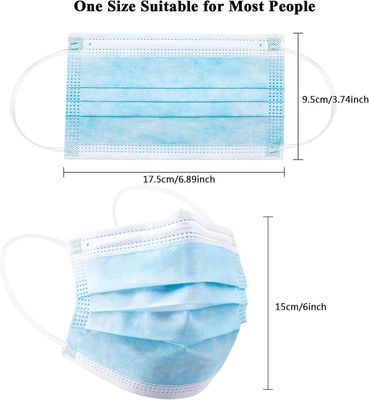 Clip elastico per il naso 3 Ply Ear-Loop Maschera blu usa e getta per la pelle morbida e il comfort