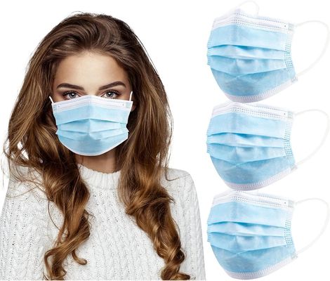 Maschera protettiva chirurgica usa e getta morbida 3 strati con pinza per il naso Elastico Earloop