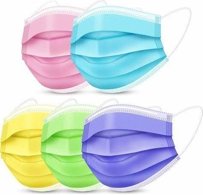 Maschera facciale usa e getta a colori personalizzati 3 supporti medici a pli con loop elastico all' orecchio