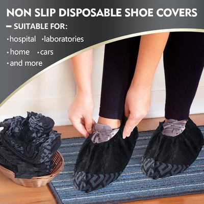 Tessuto nero non tessuto Respirante PE Tessuto resistente allo slittamento Scarpe usa e getta Copertura