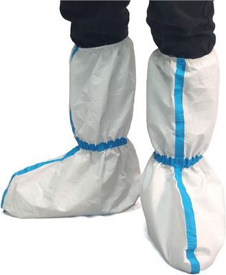 Copertura dello stivale usa e getta a prova di polvere, sterile, micro-poroso, sf, bianco con linea blu, 15*39 cm