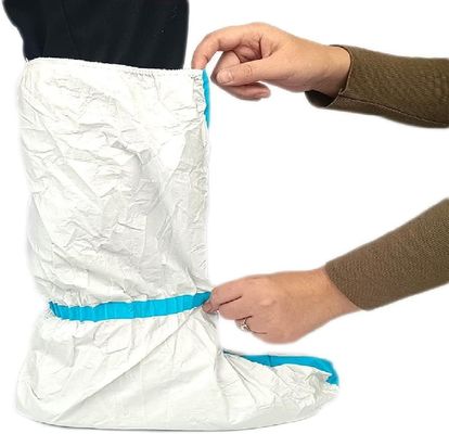 Copertura dello stivale usa e getta a prova di polvere, sterile, micro-poroso, sf, bianco con linea blu, 15*39 cm